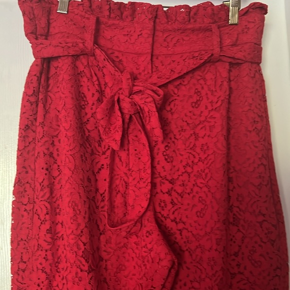 Jcrew paper bag lace pants in Red size 14 - Picture 1 of 8